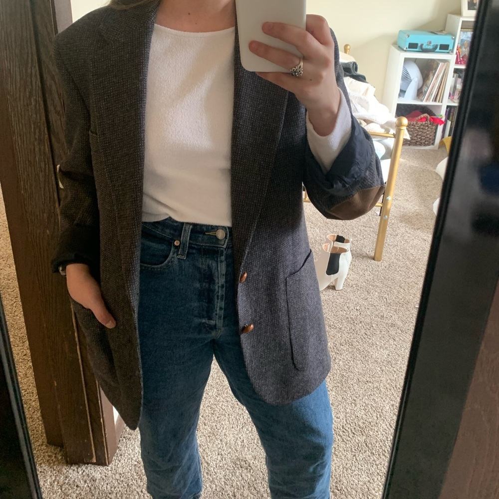 Vintage navy wool blazer M/L
